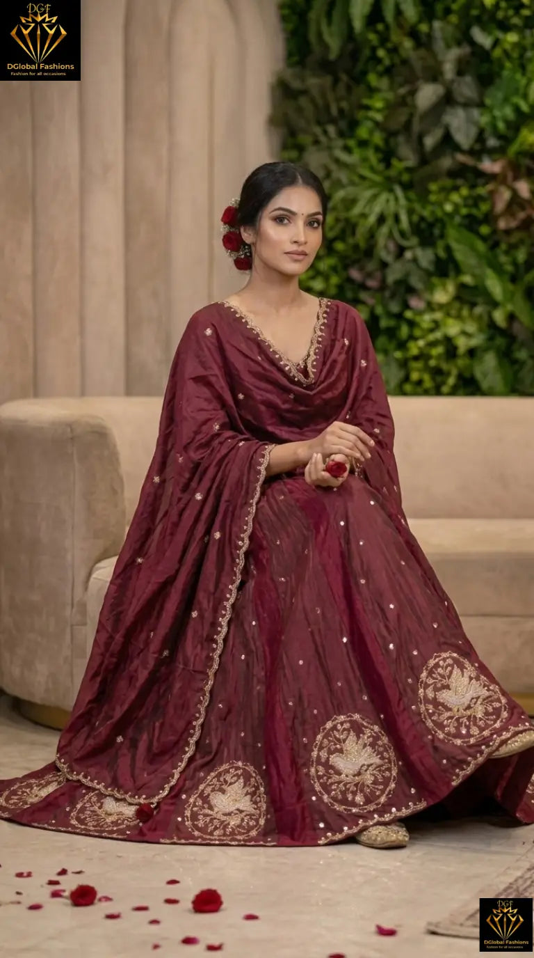 Silk Lehenga Set with Intricate Embroidery and Dupatta