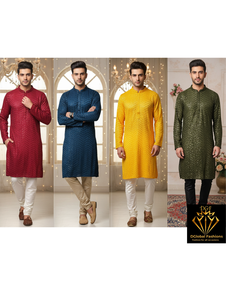 Chikankari Sequin Work Kurta Set