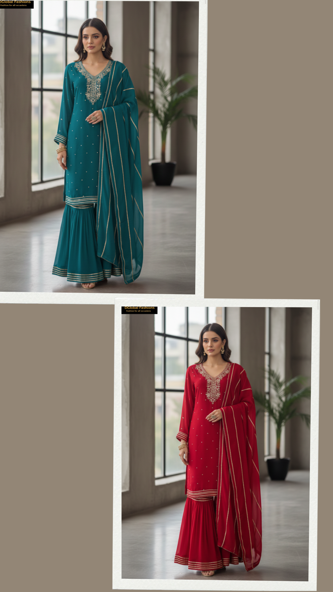 Exquisite Hand-Embroidered Gharara Ensemble with Dupatta – Festive & Occasion Wear