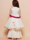 Girls Off white Booti Angrakha Gotta Patti Kurta & Sharara set With Dupatta