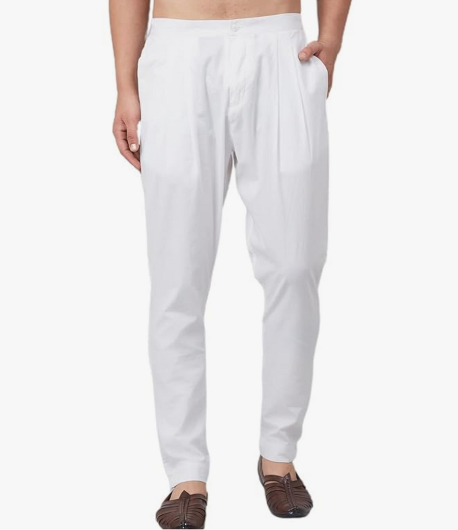 Men’s Classic White Polo Pants – Comfortable Cotton Trousers for Traditional & Casual Wear