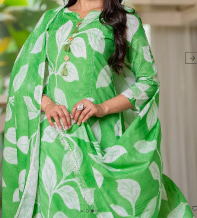 Cotton Dobby Hand Printed Kurta Pants and Dupatta