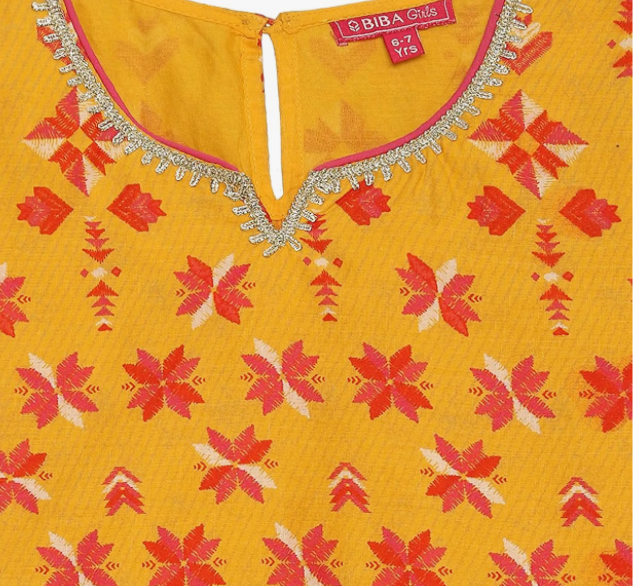 Girls Yellow Cotton Gathered Printed Kurta Sharara Suit Set