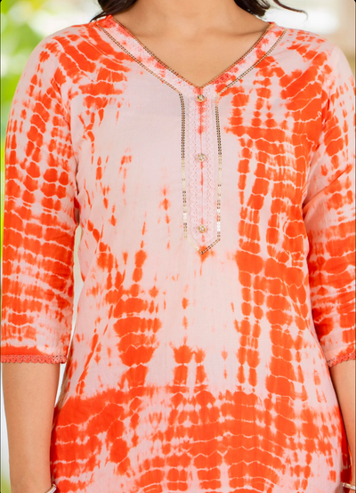 Cotton Shibori Hand Dyed Kurta Pant Set