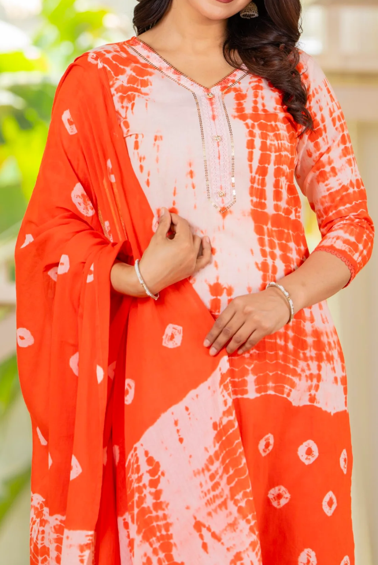 Cotton Shibori Hand Dyed Kurta Pant Set