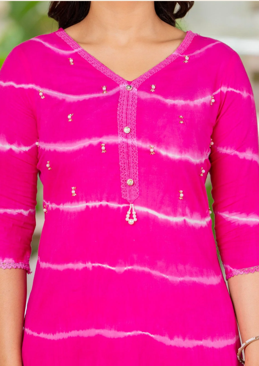 Pure Cotton Leheriya Effect Kurta Pant and Dupatta