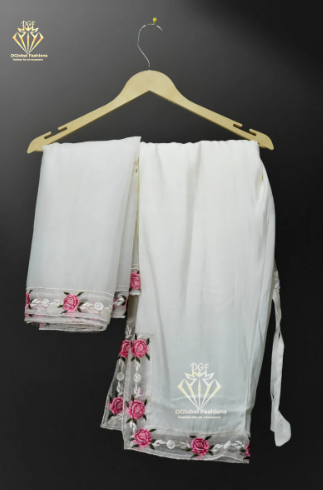 Cotton Silk Kurta pants & Dupatta set with resham embroidered organza patch and lace work