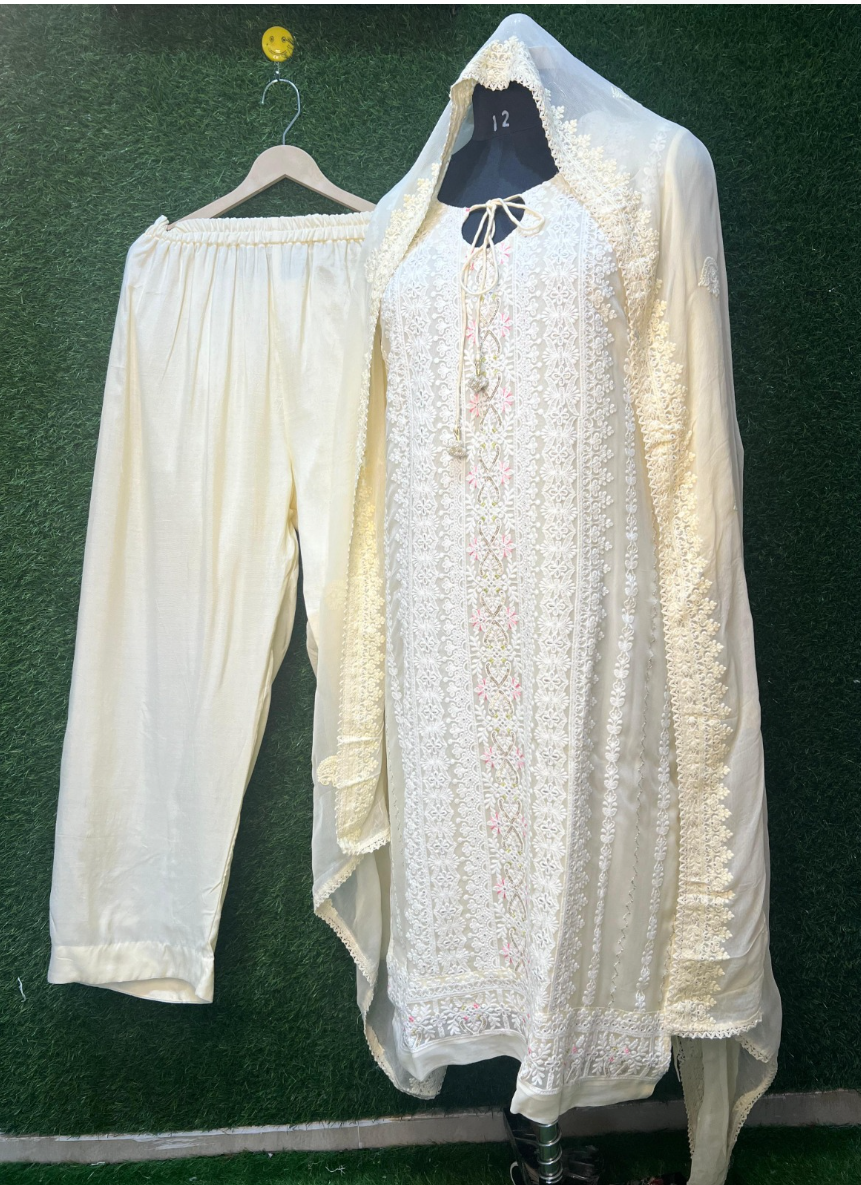 Embroidery Suit Set with Dupatta