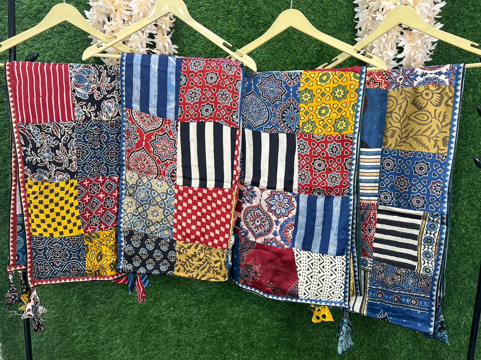 Modal Silk Ajrakh Hand Block Stole with Lining