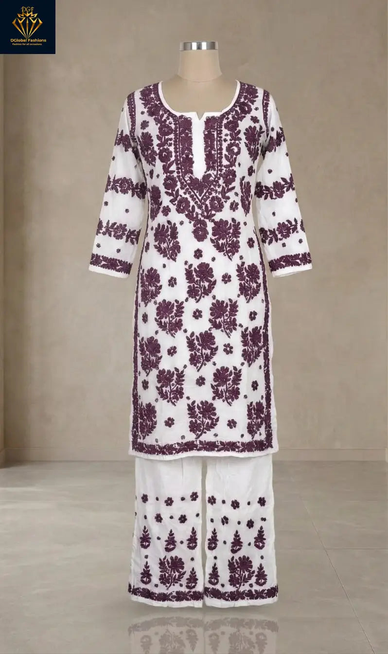 Lucknowi Chikankari Modal Suit Set with Dupatta