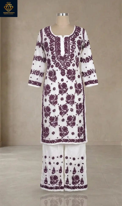 Lucknowi Chikankari Modal Suit Set with Dupatta