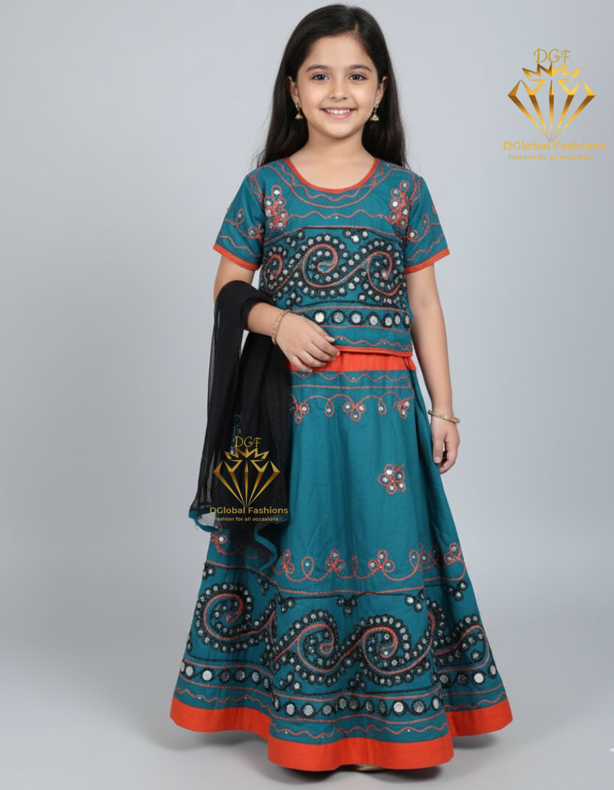 Mirror Work Lehenga Choli with Dupatta