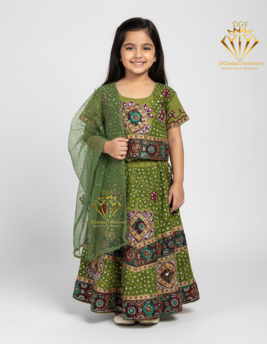 Mirror Work Lehenga Choli with Dupatta