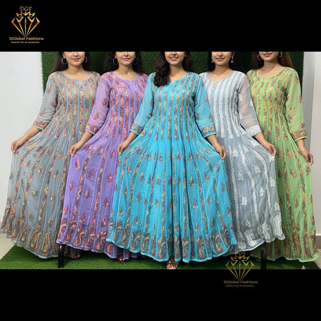 Lucknowi Chikankari 56-Kali Resham Embroidered Anarkali Suit