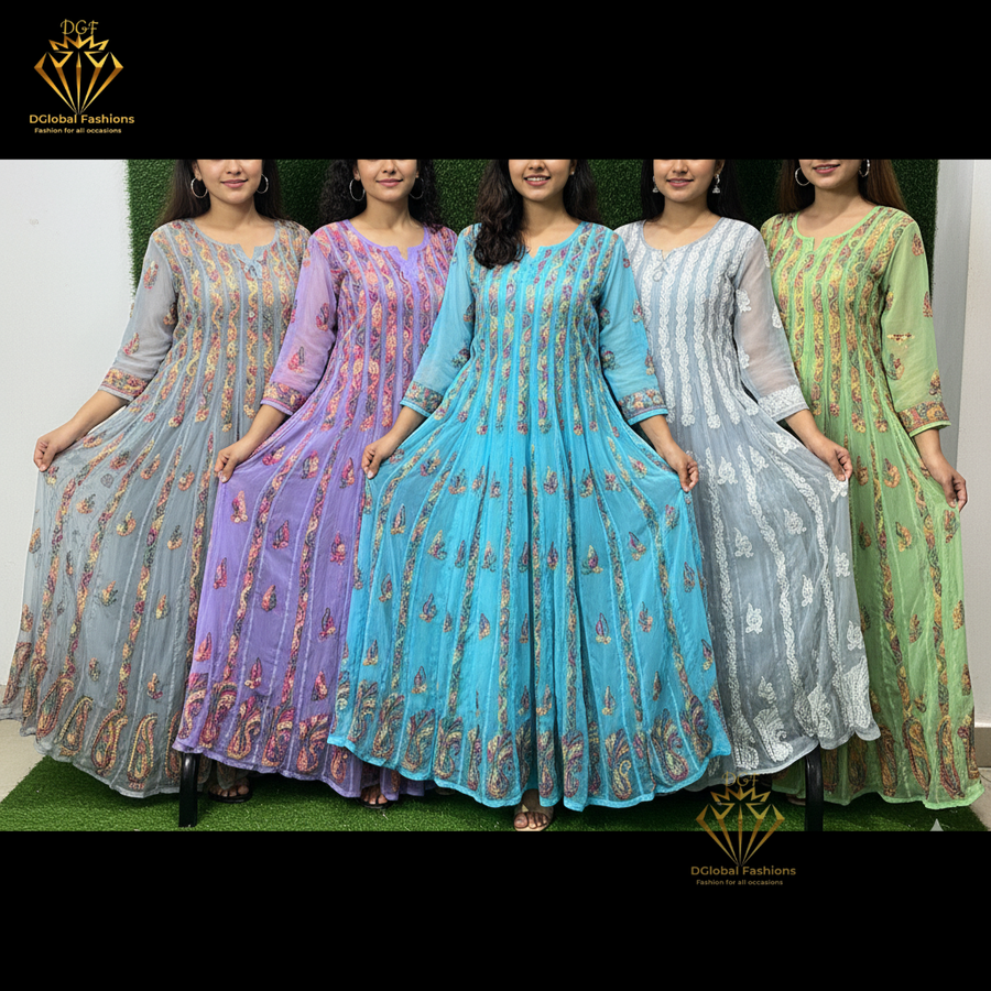 Lucknowi Chikankari 56-Kali Resham Embroidered Anarkali Suit