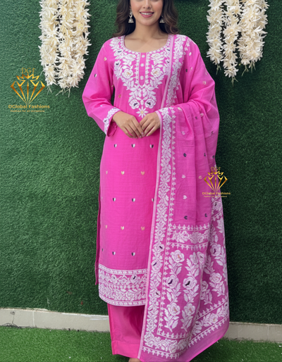 Elegant Jamdani Woven Suit Set with Dupatta