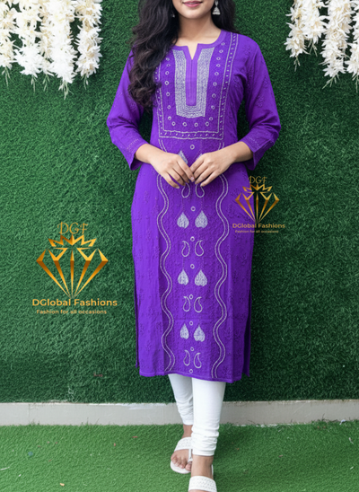 Lucknowi Chikankari Viscose Georgette Kurti with Cutdana Work