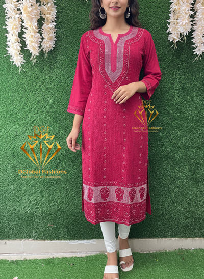 Lucknowi Chikankari Viscose Georgette Kurti with Cutdana Work