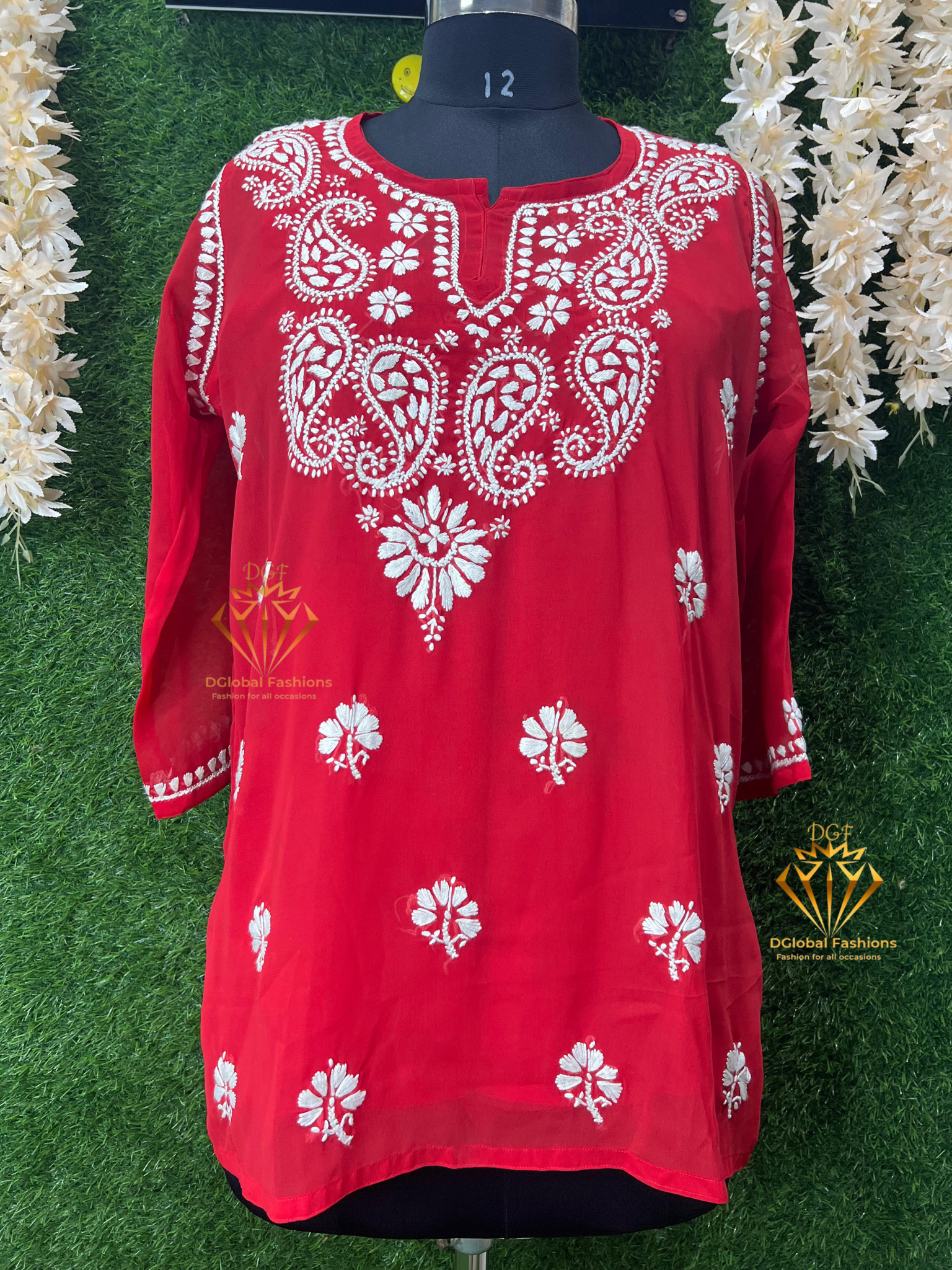 Lucknowi Chikankari Georgette Short Top