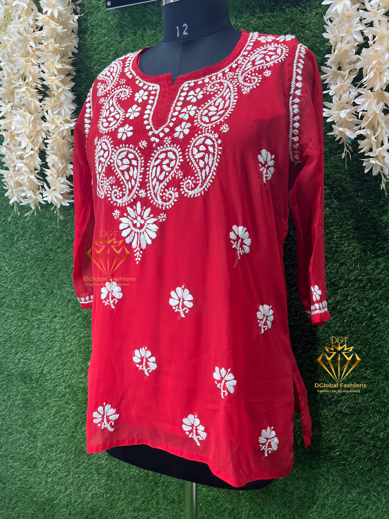 Lucknowi Chikankari Georgette Short Top