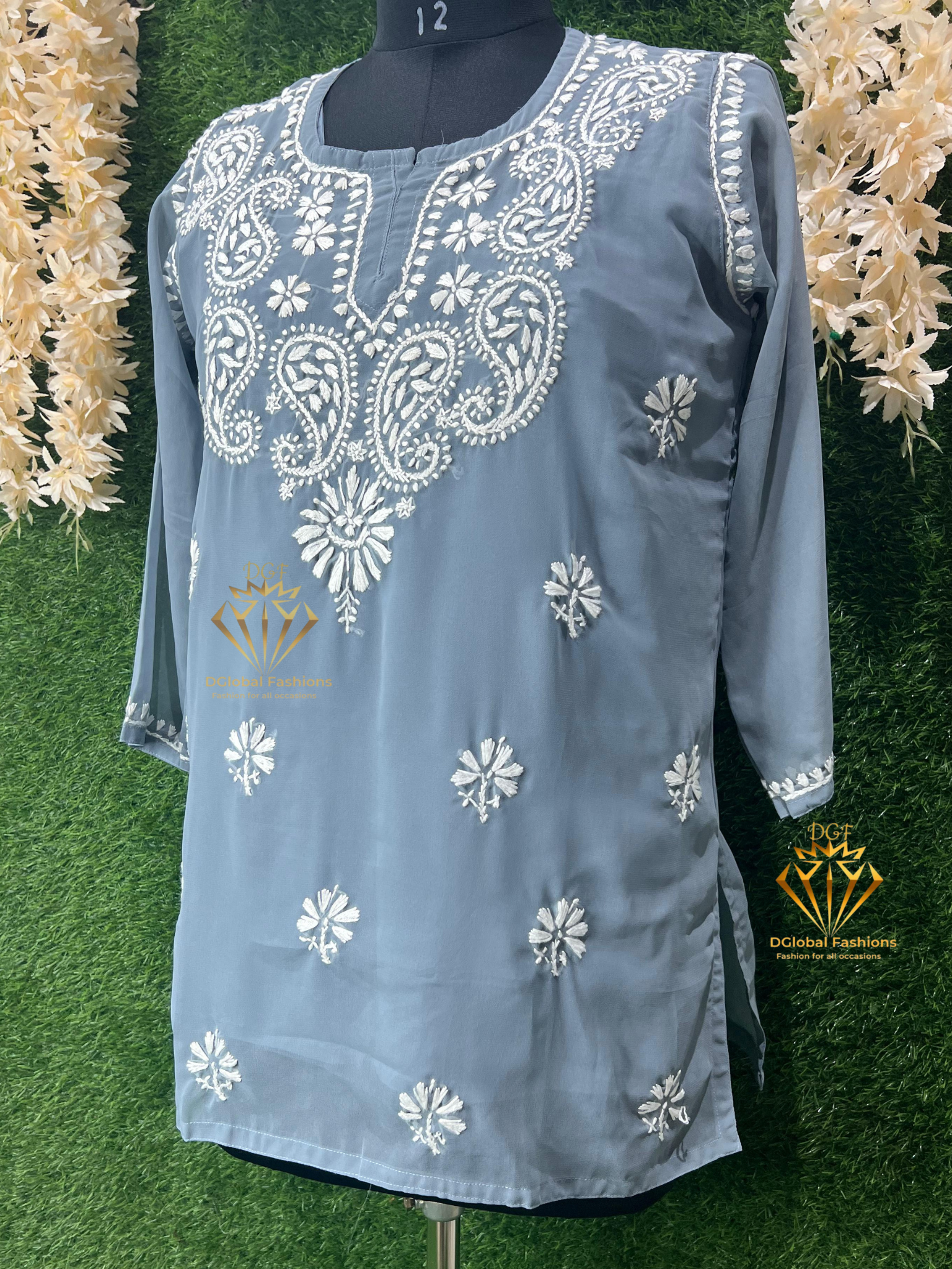 Lucknowi Chikankari Georgette Short Top