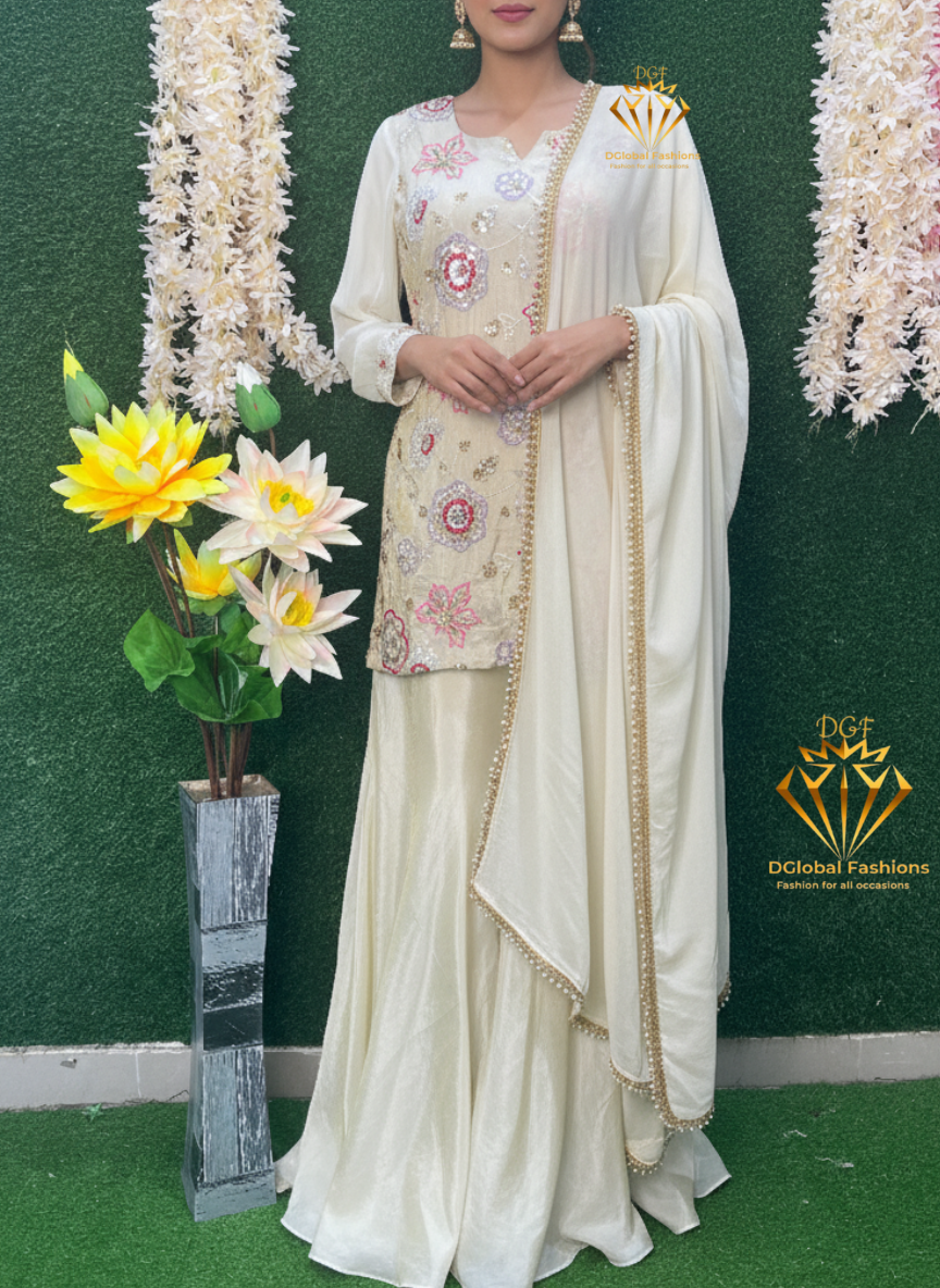 Embroidered Sharara Set with Georgette Dupatta