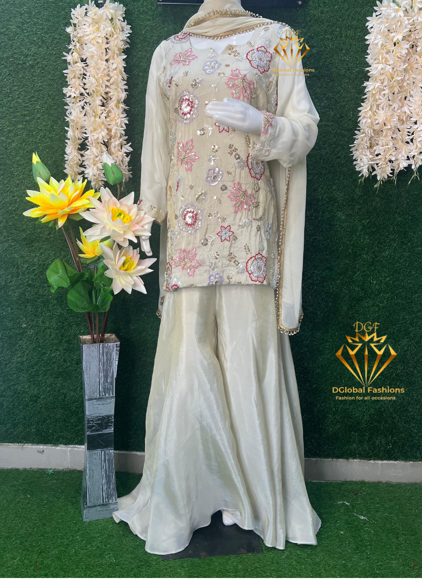 Embroidered Sharara Set with Georgette Dupatta