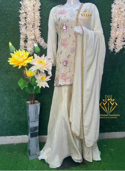 Embroidered Sharara Set with Georgette Dupatta