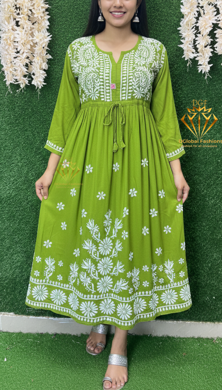 Lucknowi Chikankari Rayon Gown