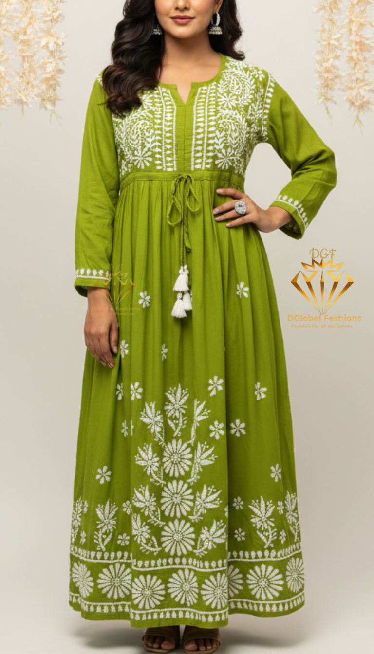 Lucknowi Chikankari Rayon Gown