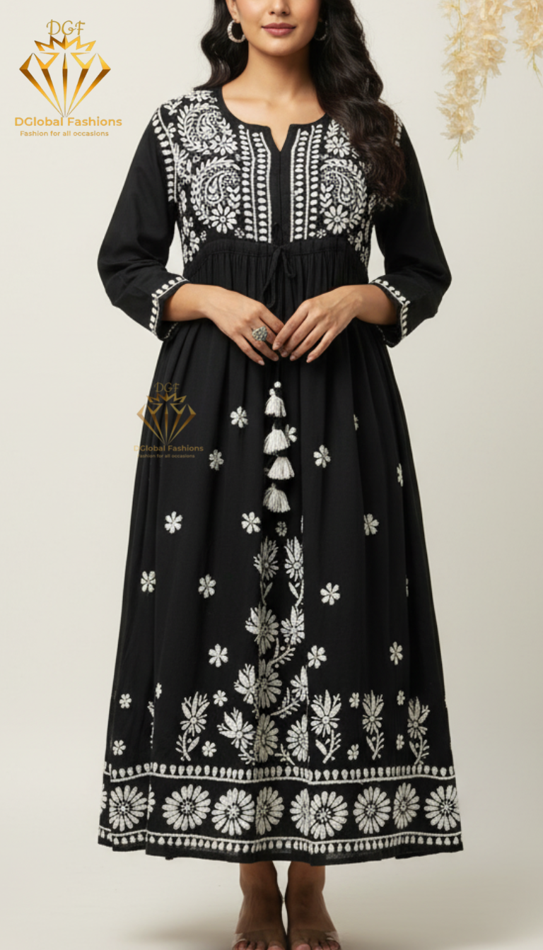 Lucknowi Chikankari Rayon Gown