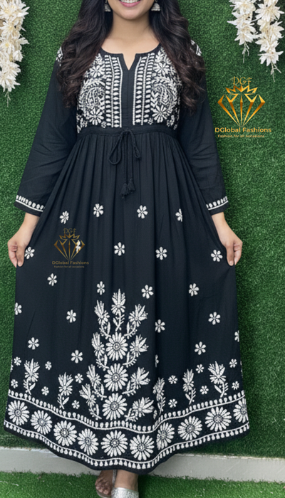 Lucknowi Chikankari Rayon Gown