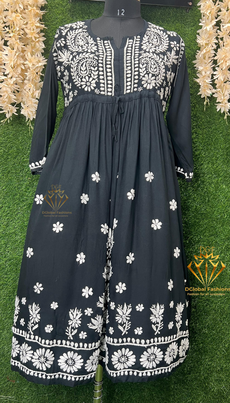 Lucknowi Chikankari Rayon Gown