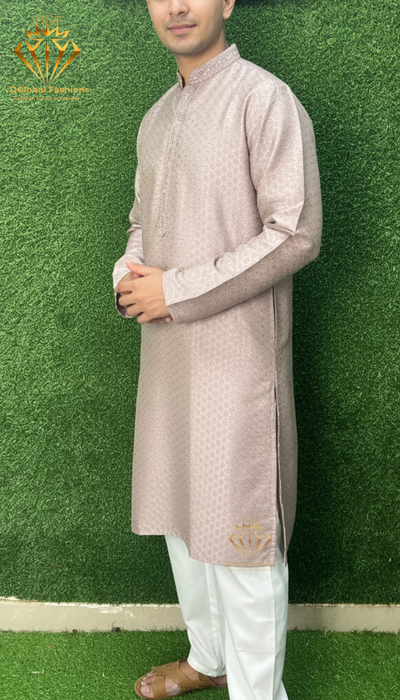 Men’s Jacquard Silk Kurta Set with Full Cotton Lining