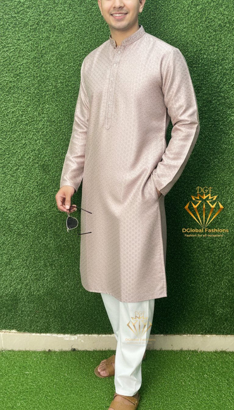 Men’s Jacquard Silk Kurta Set with Full Cotton Lining