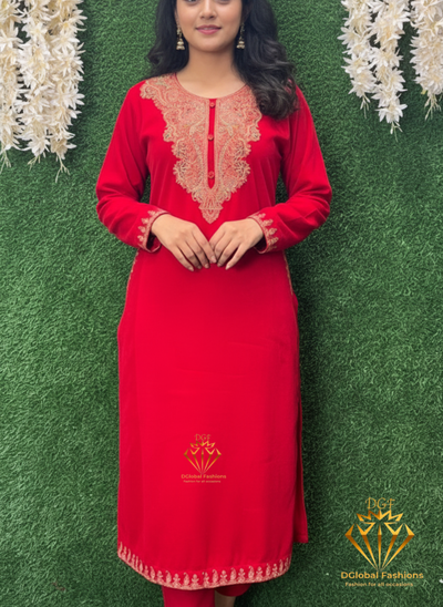 Kashmiri Pheran with Kashmiri Work on Neck and Sleeves