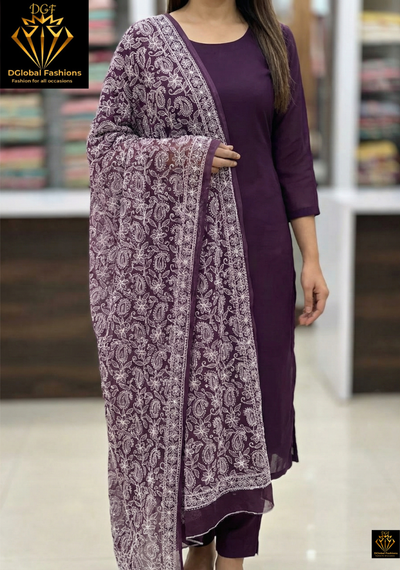 Lucknowi Chikankari Full Jaal Hand Embroidered Georgette Dupatta
