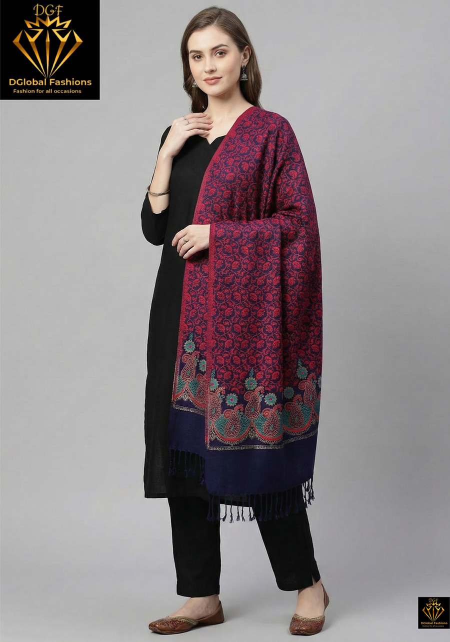 Women’s Printed Woolen Stole – Soft & Warm Winter Stole