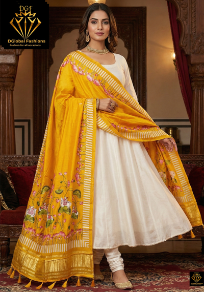 Gajji silk kalamkari dupatta