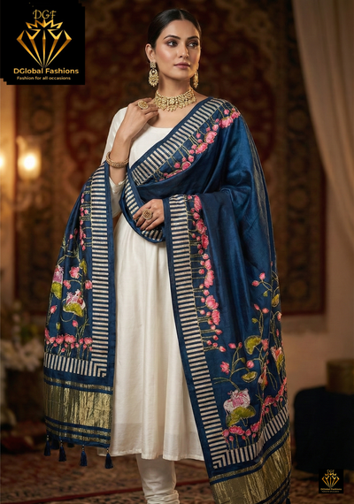 Gajji silk kalamkari dupatta