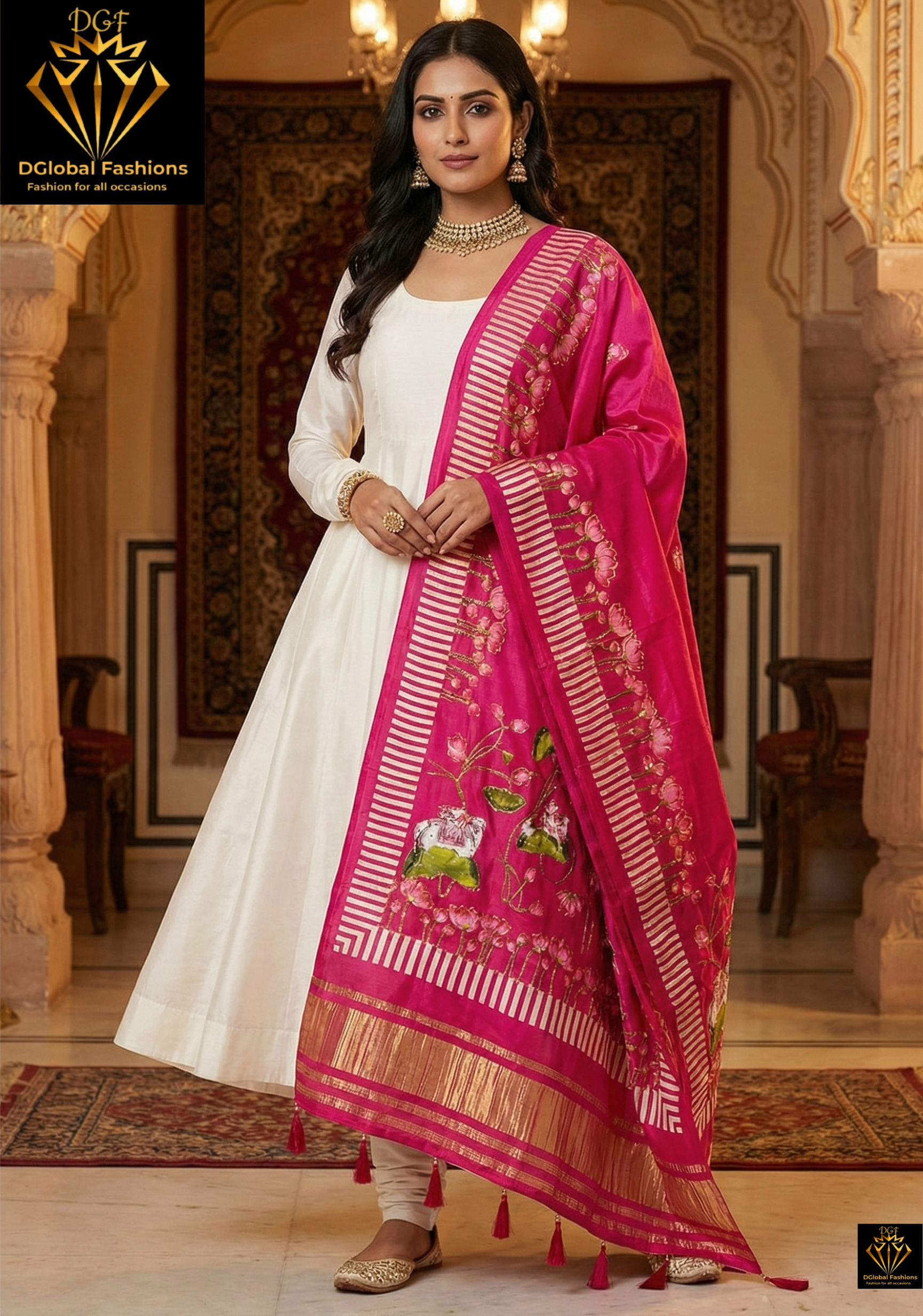 Gajji silk kalamkari dupatta