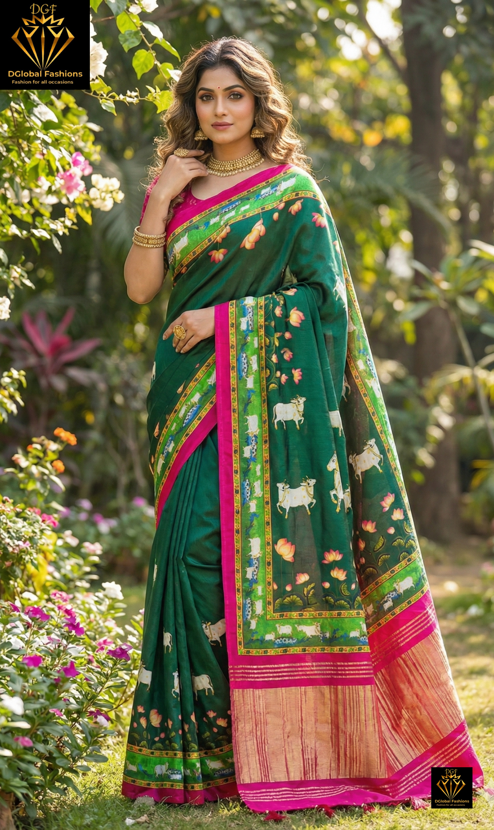 Gaji Silk Kalamkari Saree with Rajwadi Pallu