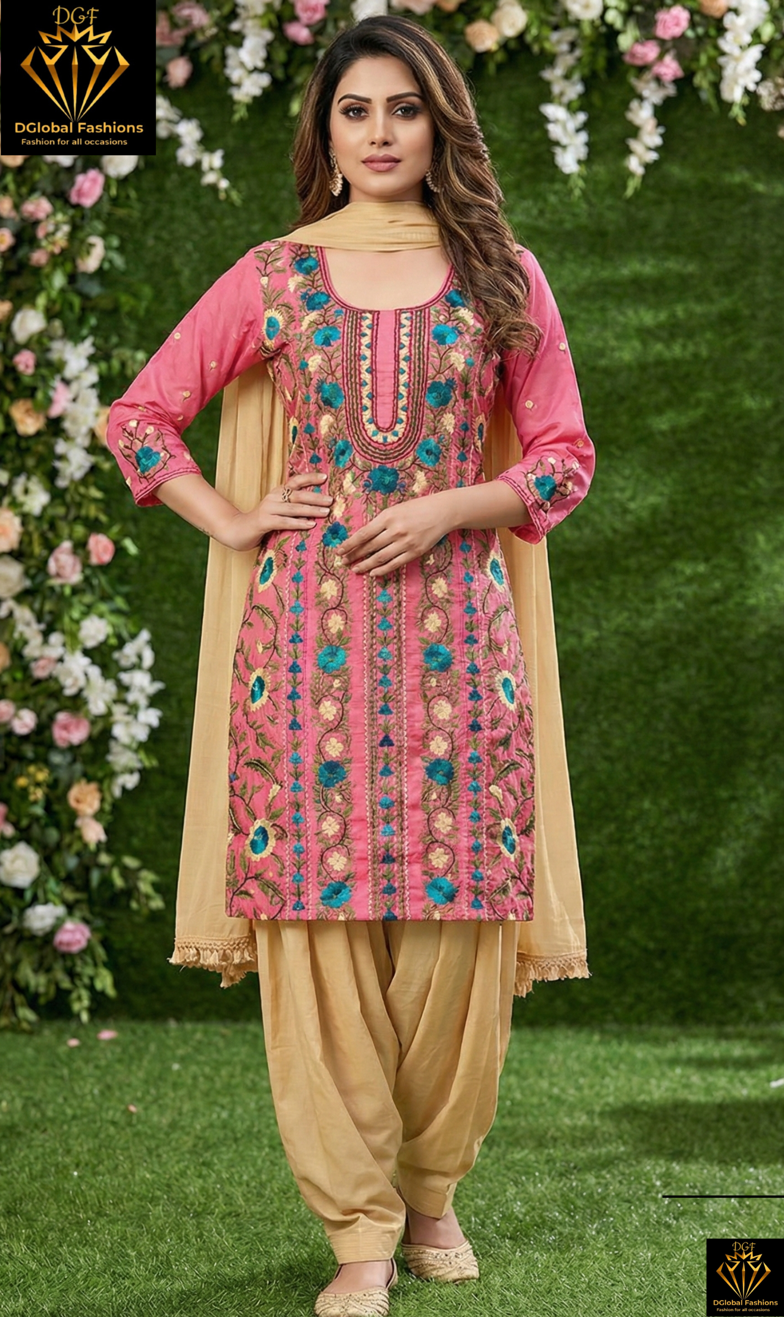 Phulkari Patiala Suit Set with Hand Embroidery