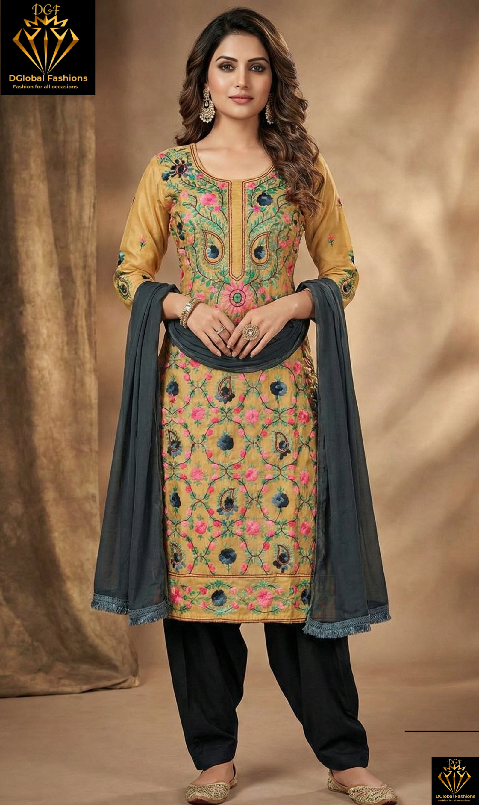 Phulkari Patiala Suit Set with Hand Embroidery