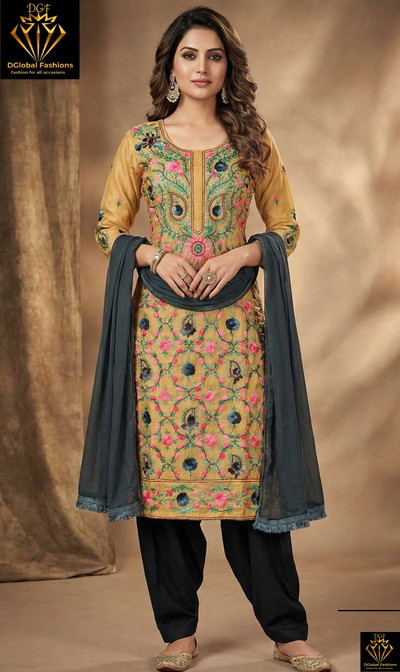 Phulkari Patiala Suit Set with Hand Embroidery