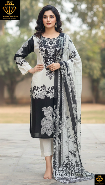 Muslin silk digital print suit