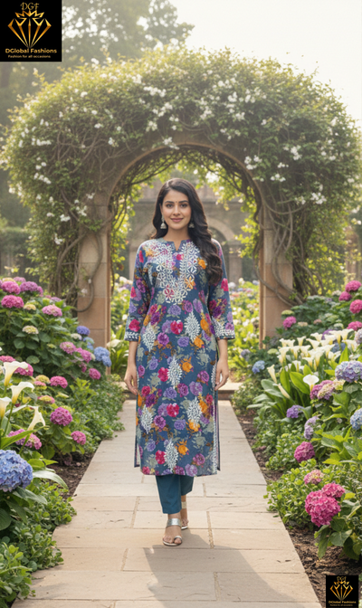 Lucknowi Chikankari Handwork Rayon Printed Kurti for Women