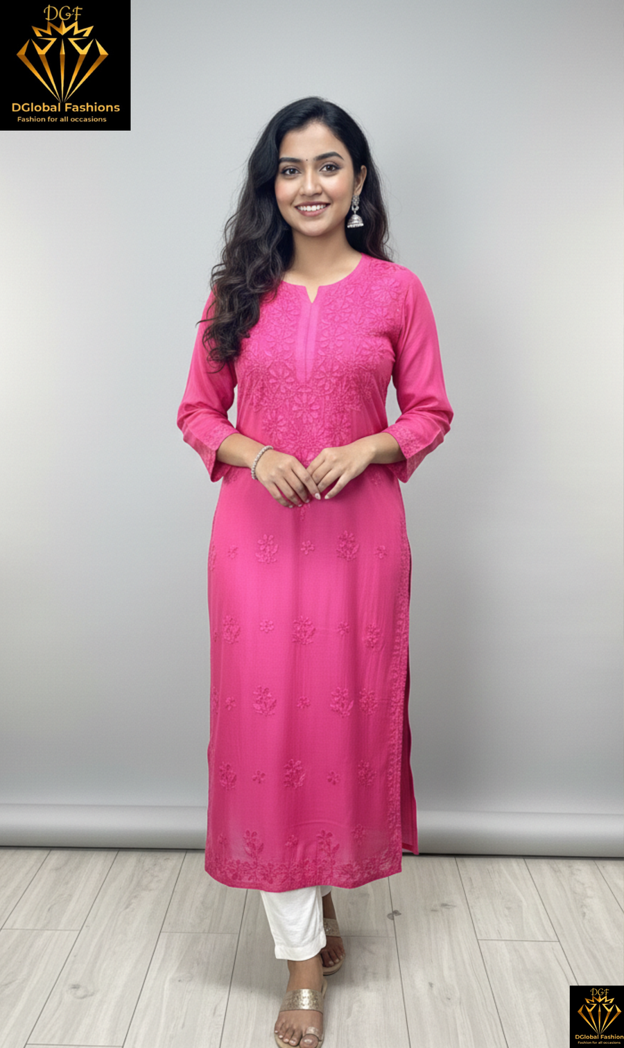 Lucknowi Chikankari Hand-Embroidery Muslin Kurti