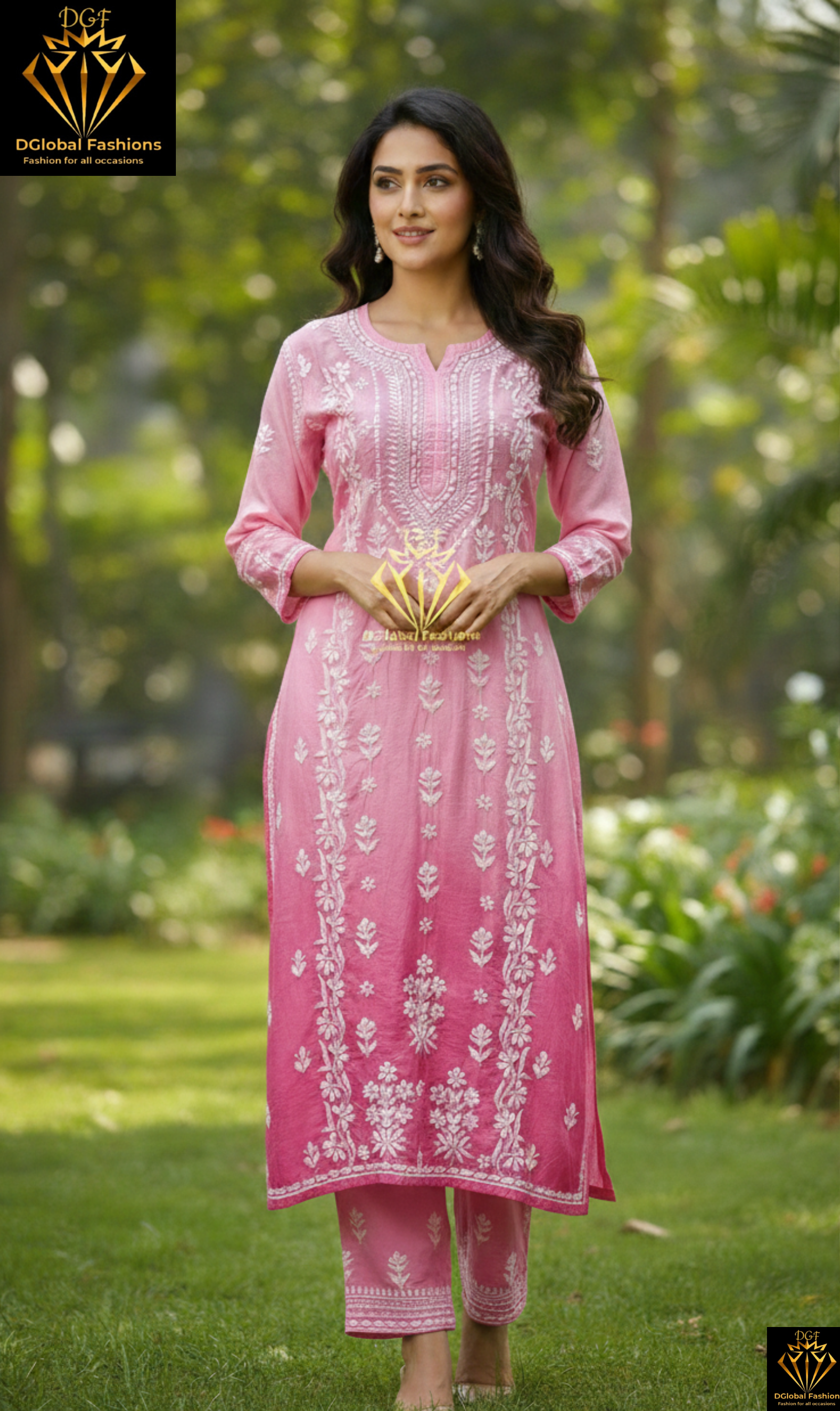 Chanderi silk 3D embroidered party wear coord set