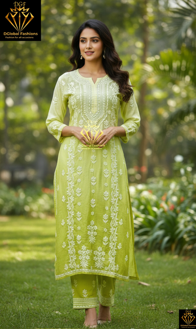 Chanderi silk 3D embroidered party wear coord set